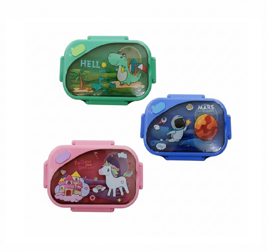 BPA-Free Rectangular Lunch Box with Spoon, Fork & Sauce Box