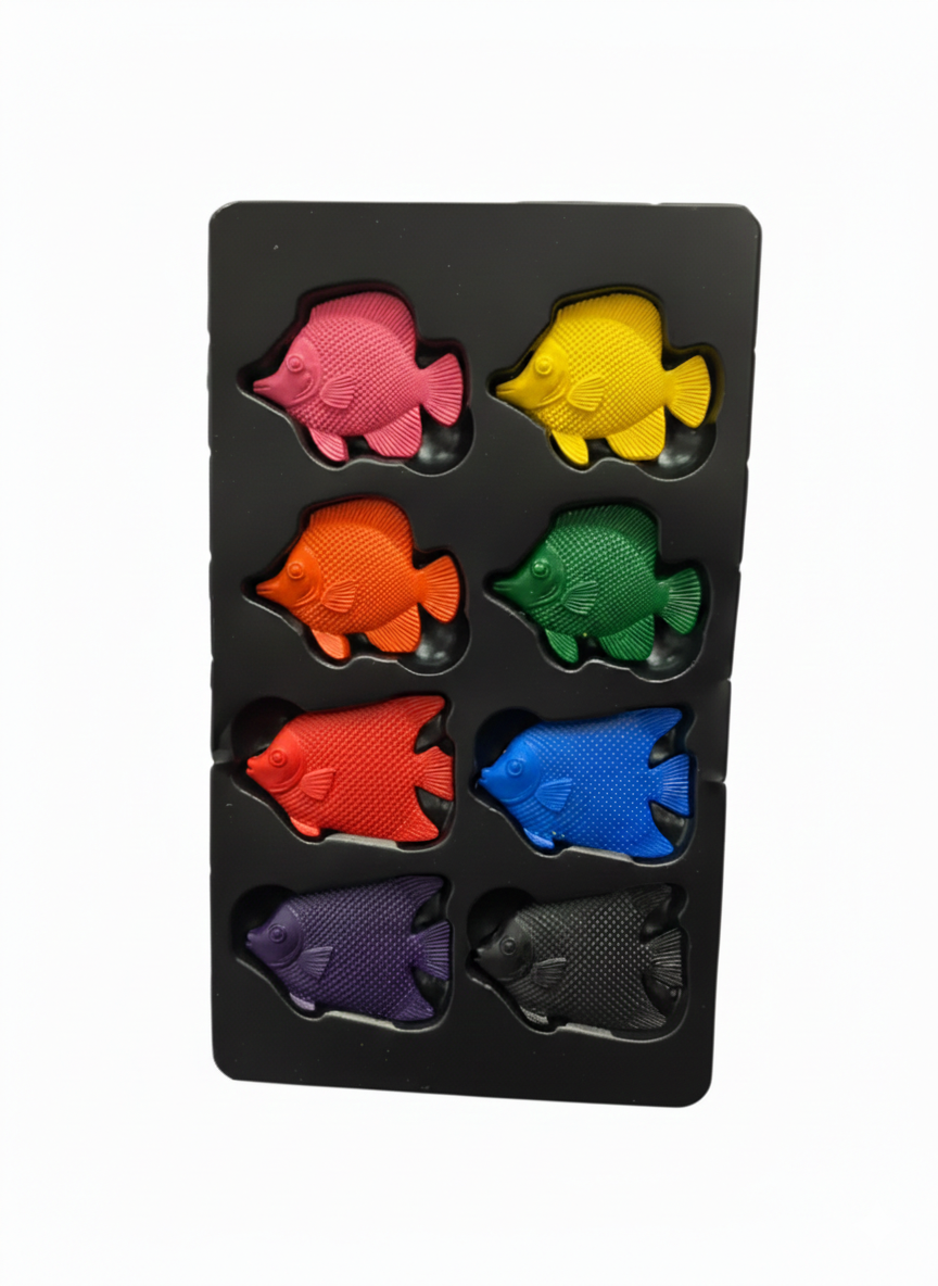 Fish Crayons – 8 Smooth, Easy-Grip Colors - Kinder Kreato