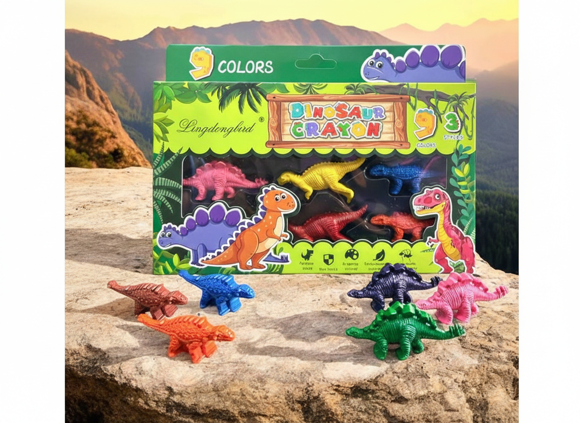 Premium Quality Crayons for Kids | Dinosaur Crayons – Set of 9 - Kinder Kreato