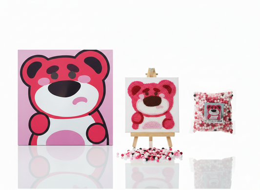 DIY Pom Pom Balls Canvas Craft | Bear (20×20 cm) - Kinder Kreato