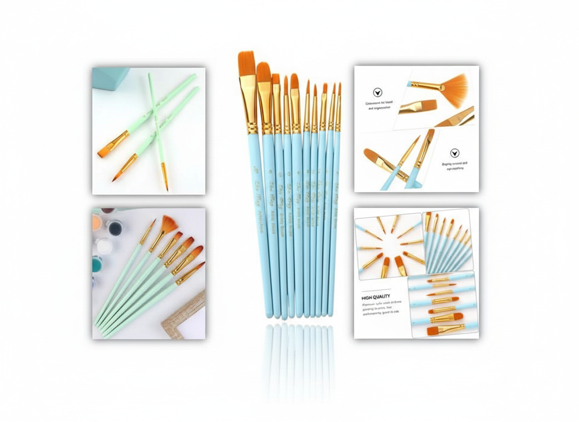 Paint Brush Set – Multi Shape Brushes for Watercolor, Acrylic & Oil Painting