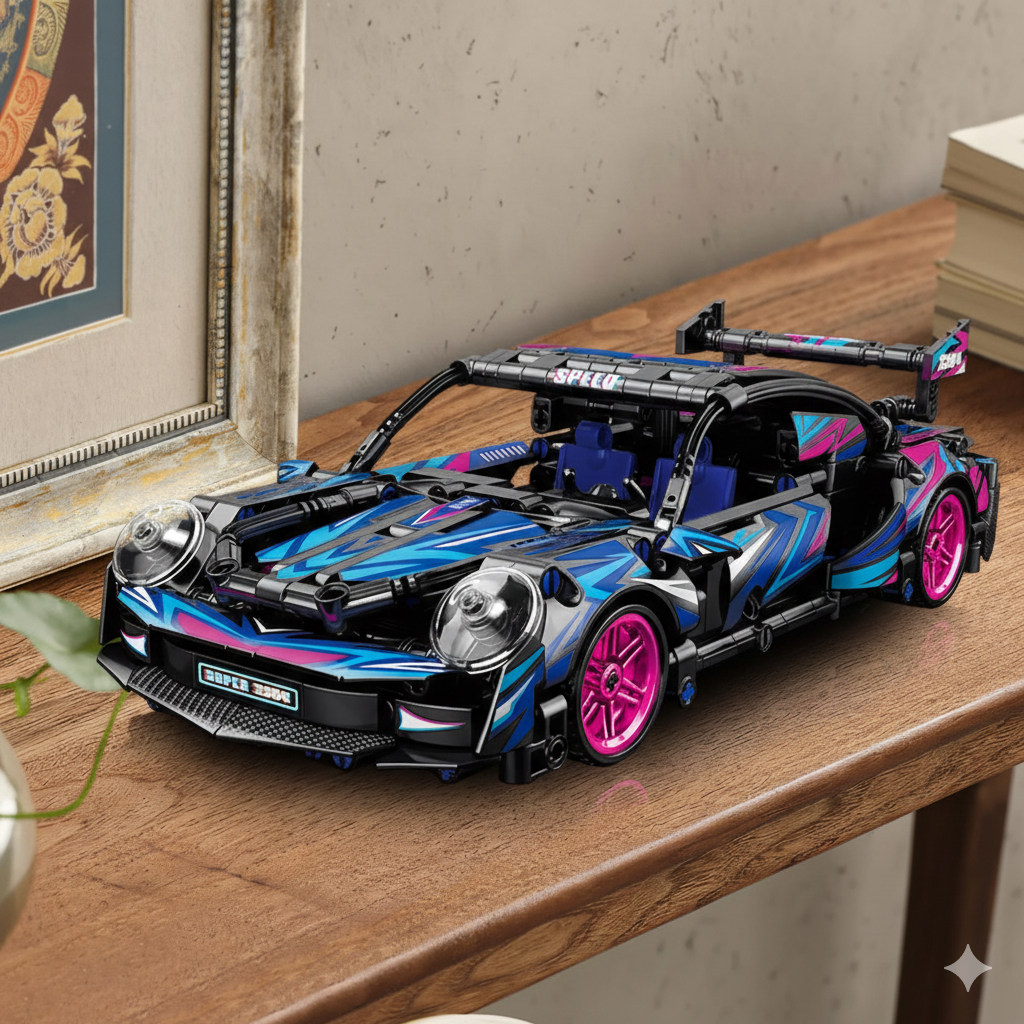 455-Piece Building Blocks Sports Car Toy | DIY Collectible Car Model Kit (1:18 Scale)