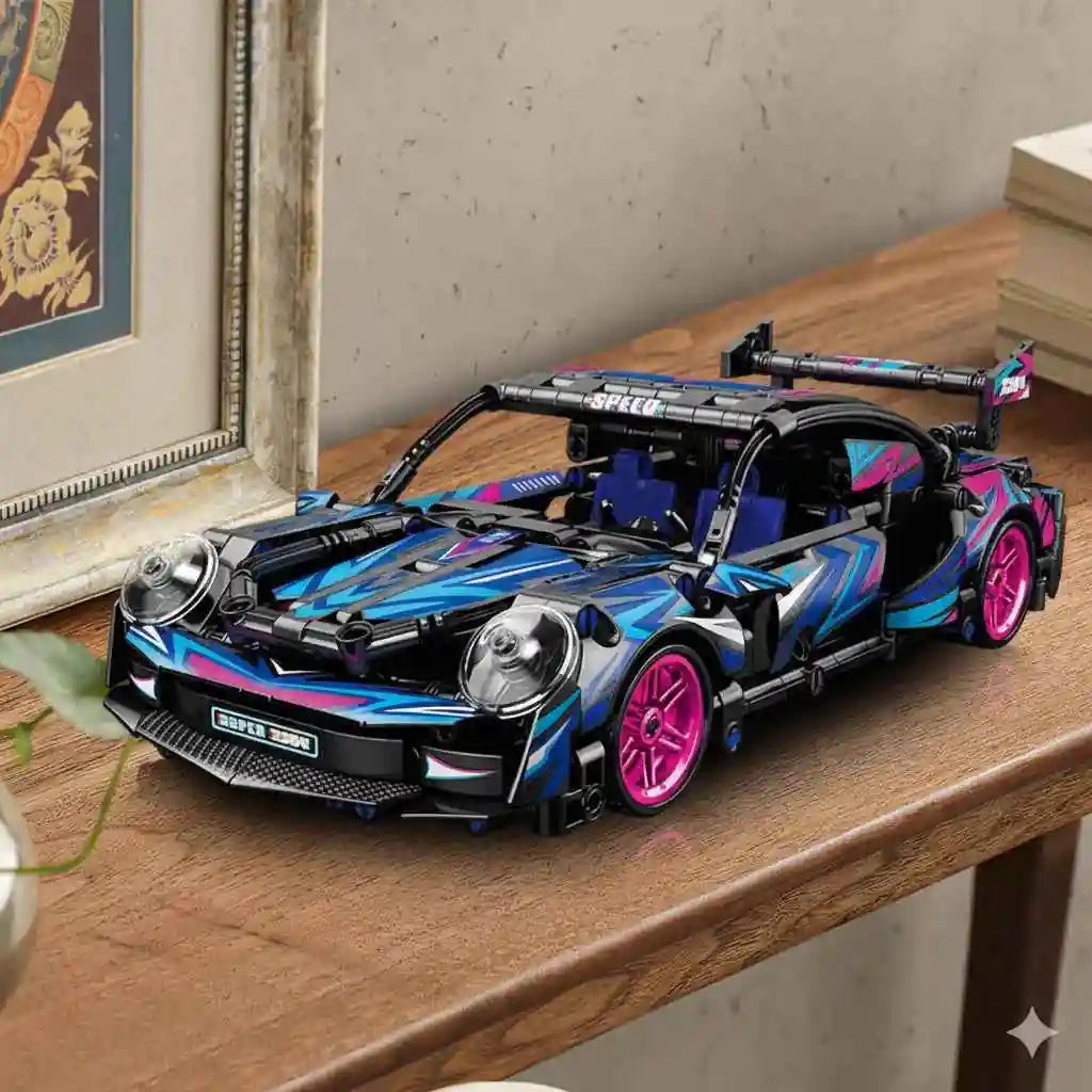 455-Piece Building Blocks Sports Car Toy | DIY Collectible Car Model Kit (1:18 Scale) - Kinder Kreato