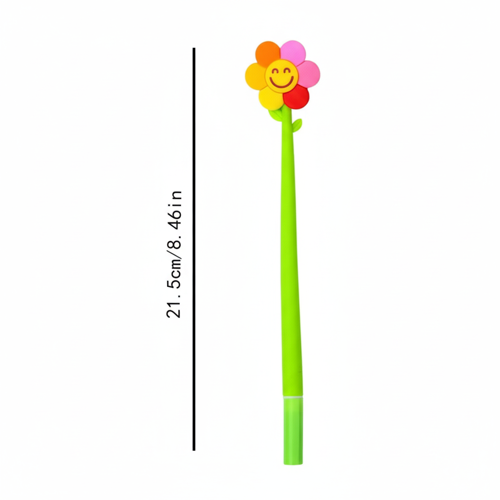 Cute Flower Gel Pens for Kids – Set of 2 | Adorable Stationery Gel Ink Pens for School & Gifting - Kinder Kreato