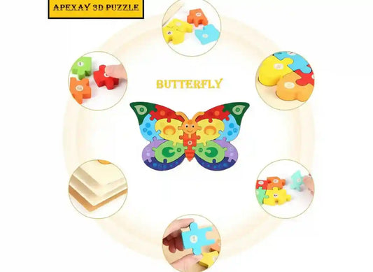 Wooden Butterfly Shape Puzzle for Kids | Preschool Educational Jigsaw Learning Toy - Kinder Kreato