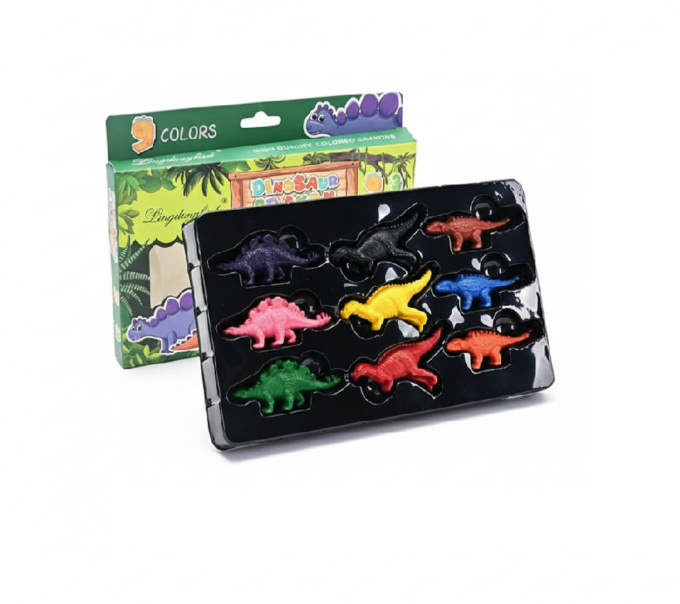 Premium Quality Crayons for Kids | Dinosaur Crayons – Set of 9 - Kinder Kreato