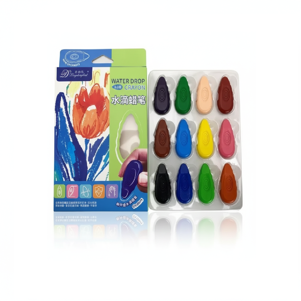 Raindrop Crayons – 12 Smooth, Easy-Grip Colors - Kinder Kreato