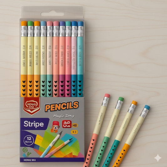 Premium Quality HB Pencils – Pack of 12 | Heart design