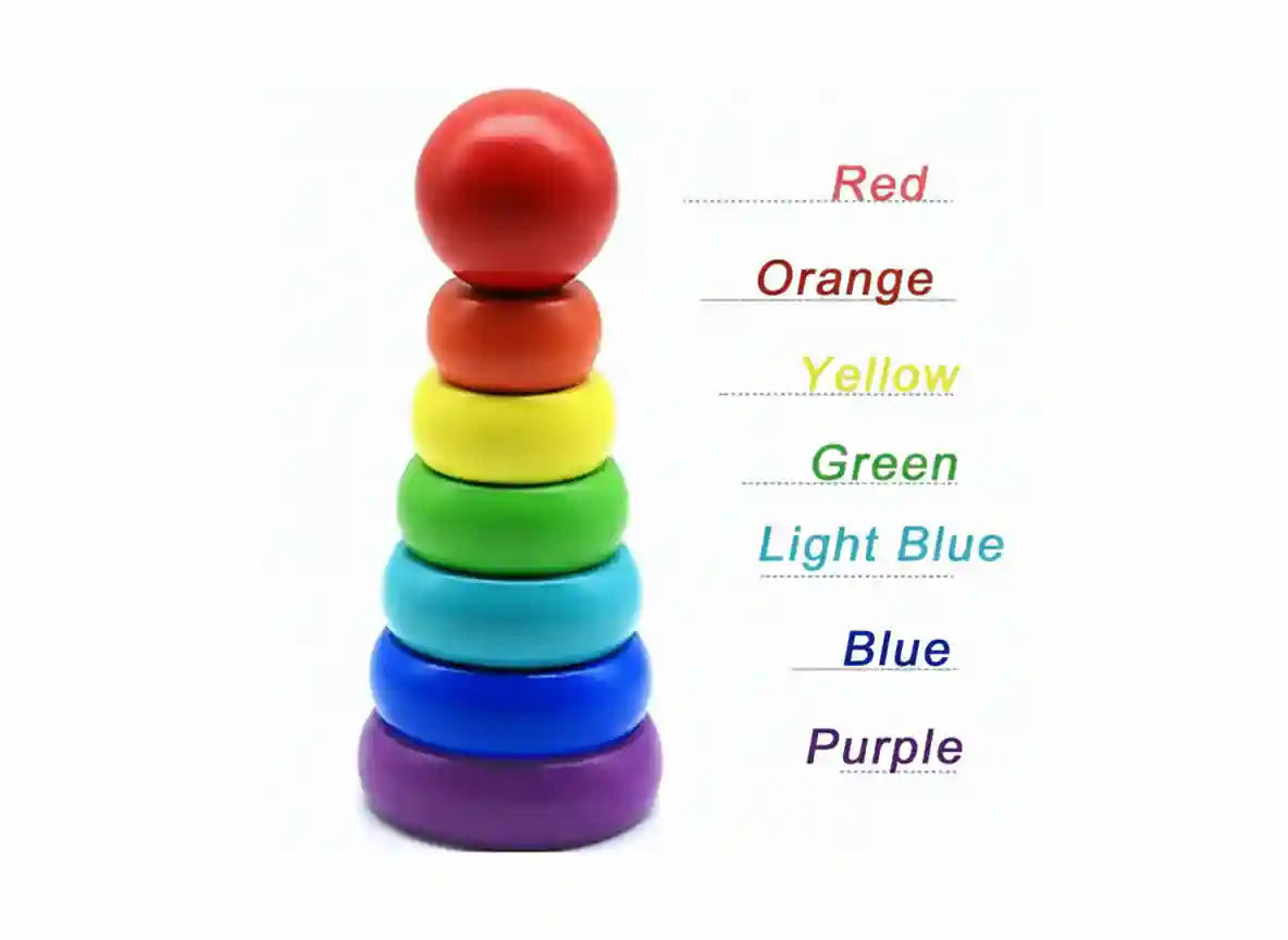 Wooden Rainbow Stacking Tower – 8 Stages - Kinder Kreato