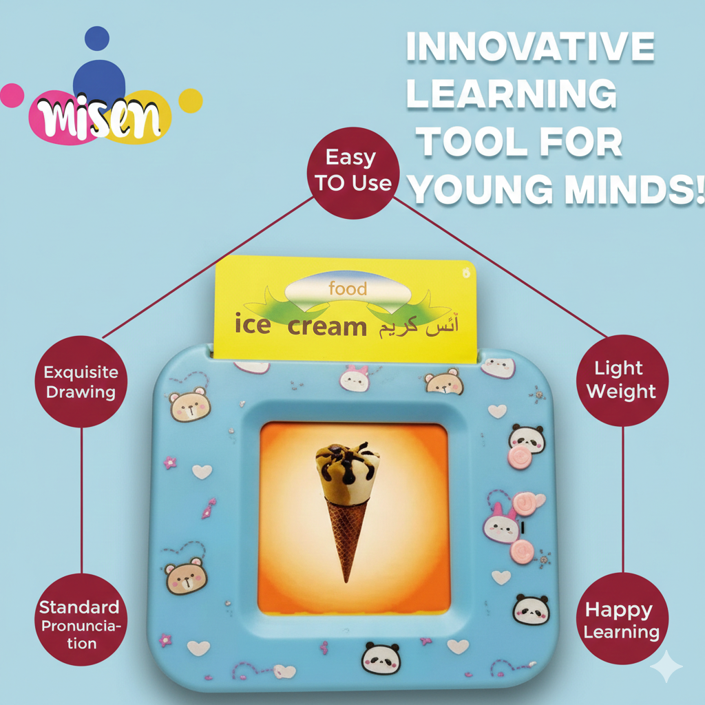 Misen Talking Flash Cards Learning Toy – Educational Flashcard Reader for Kids Age 2–6 | Early Learning Speech & Sound Device for Toddlers