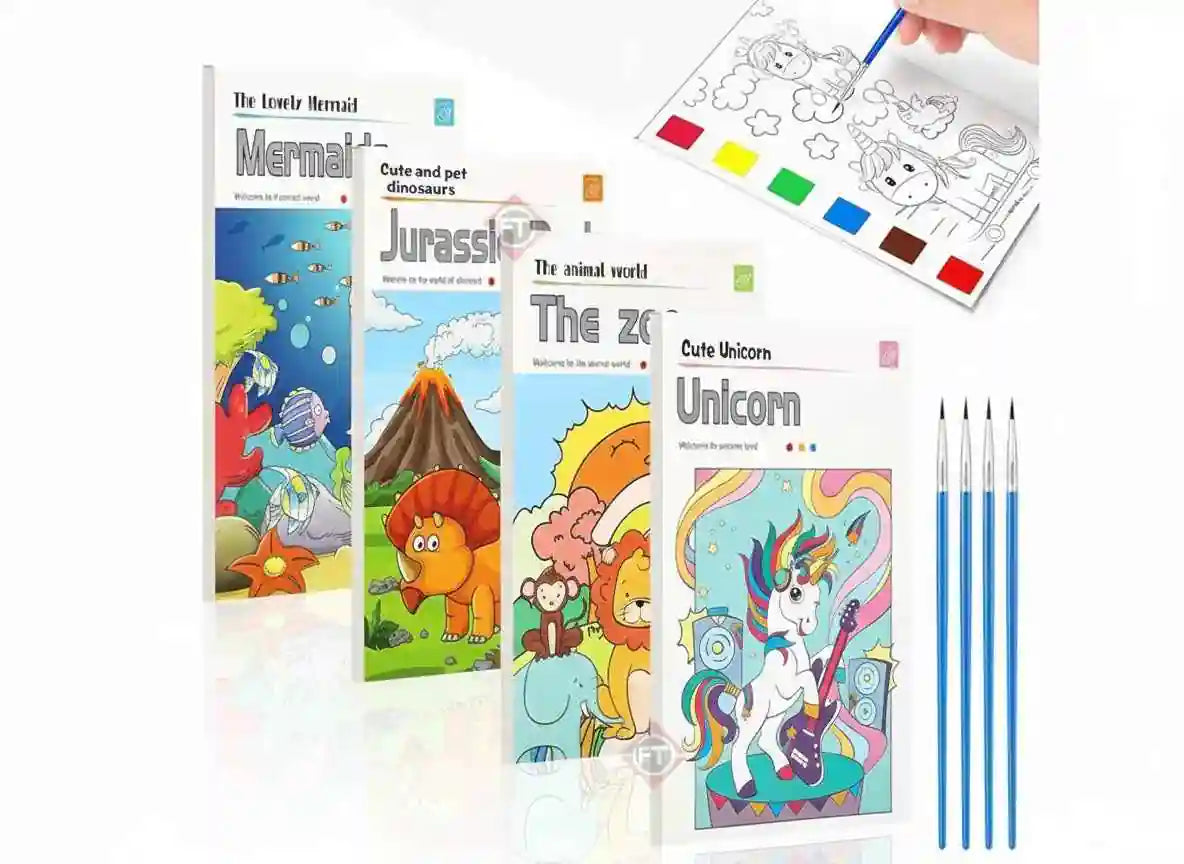 Watercolor Pocket Book with Paint Brush – 12 Sheets - Kinder Kreato