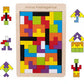 3D Wooden Puzzle | 40 Pieces | Wooden Tetris Building Blocks Game For Kids - Kinder Kreato