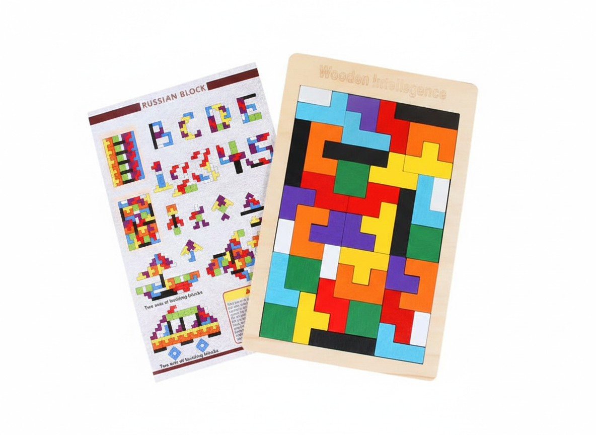 3D Wooden Puzzle | 40 Pieces | Wooden Tetris Building Blocks Game For Kids