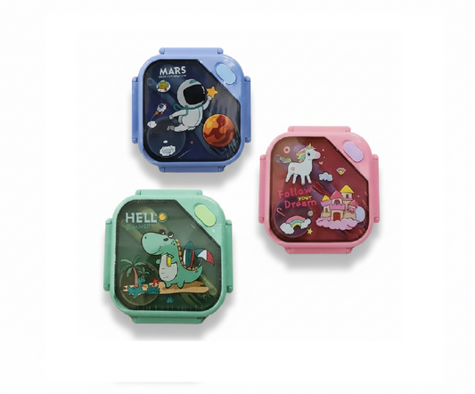 BPA-Free Square Lunch Box with Spoon, Fork & Sauce Box