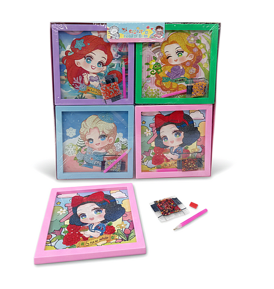 Diamond Paintings Princess Set – 4 Designs (20x20 cm Each) - Kinder Kreato
