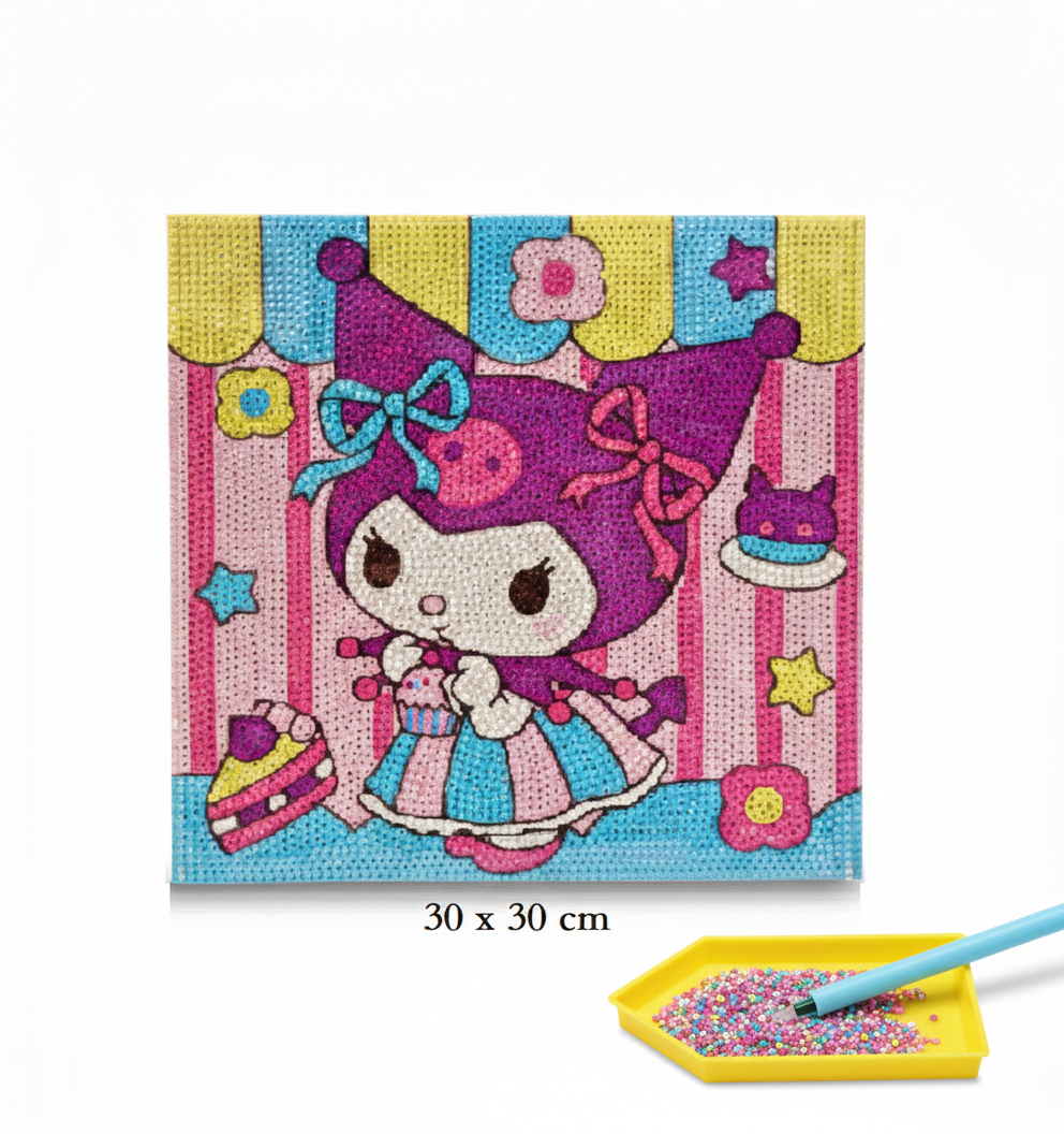 Diamond Painting Canvas Kit – 30×30 cm | Kuromi Princess - Kinder Kreato