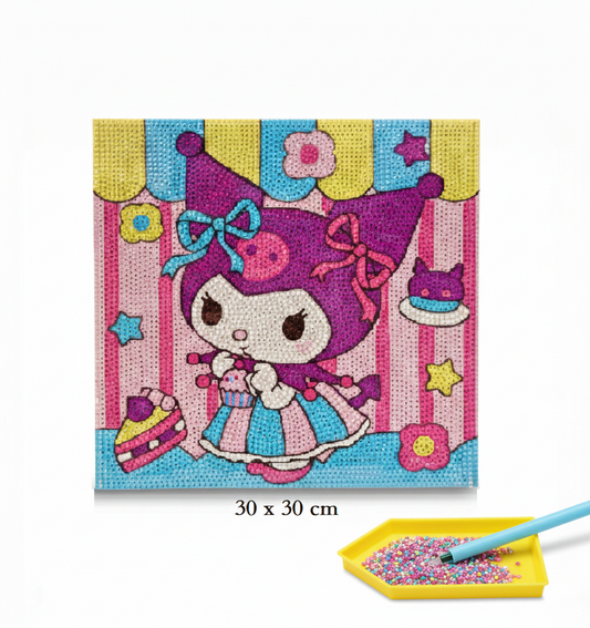 Diamond Painting Canvas Kit – 30×30 cm | Kuromi Princess - Kinder Kreato