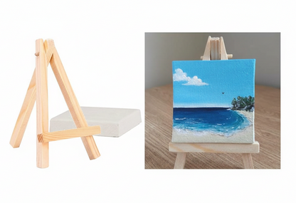 Canvas with Wooden Easel – 4x4 & 6x6 Inches