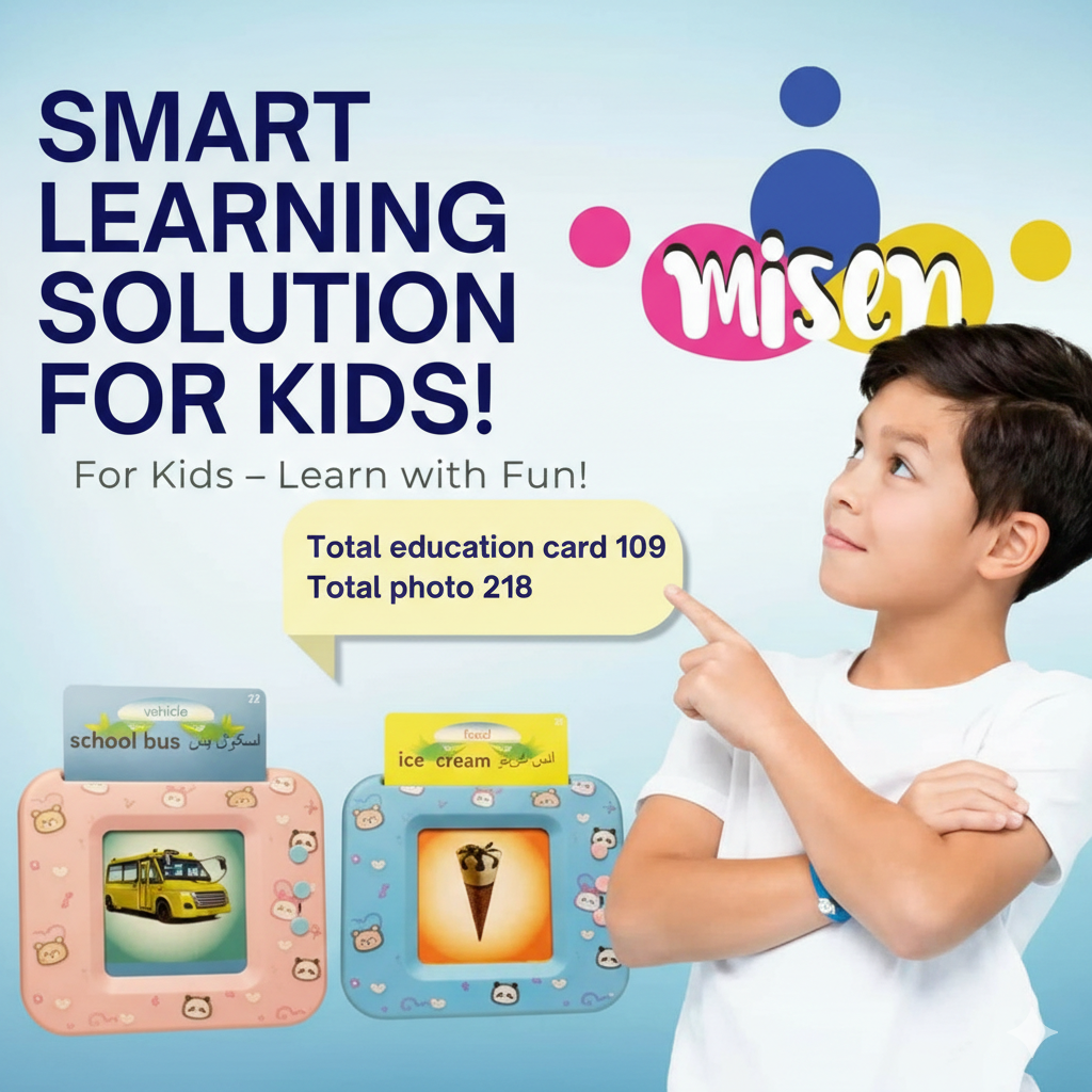 Misen Talking Flash Cards Learning Toy – Educational Flashcard Reader for Kids Age 2–6 | Early Learning Speech & Sound Device for Toddlers