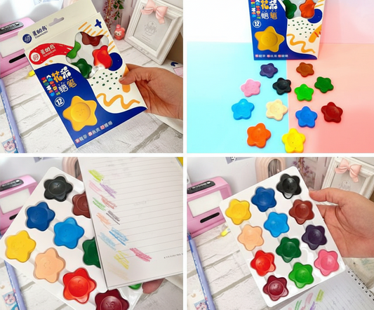 Premium Flower Crayons – 12 Colorful Crayons - Kinder Kreato