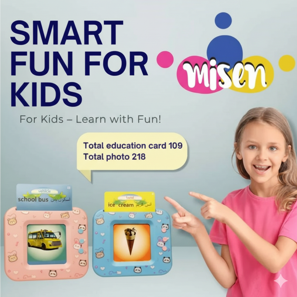 Misen Talking Flash Cards Learning Toy – Educational Flashcard Reader for Kids Age 2–6 | Early Learning Speech & Sound Device for Toddlers