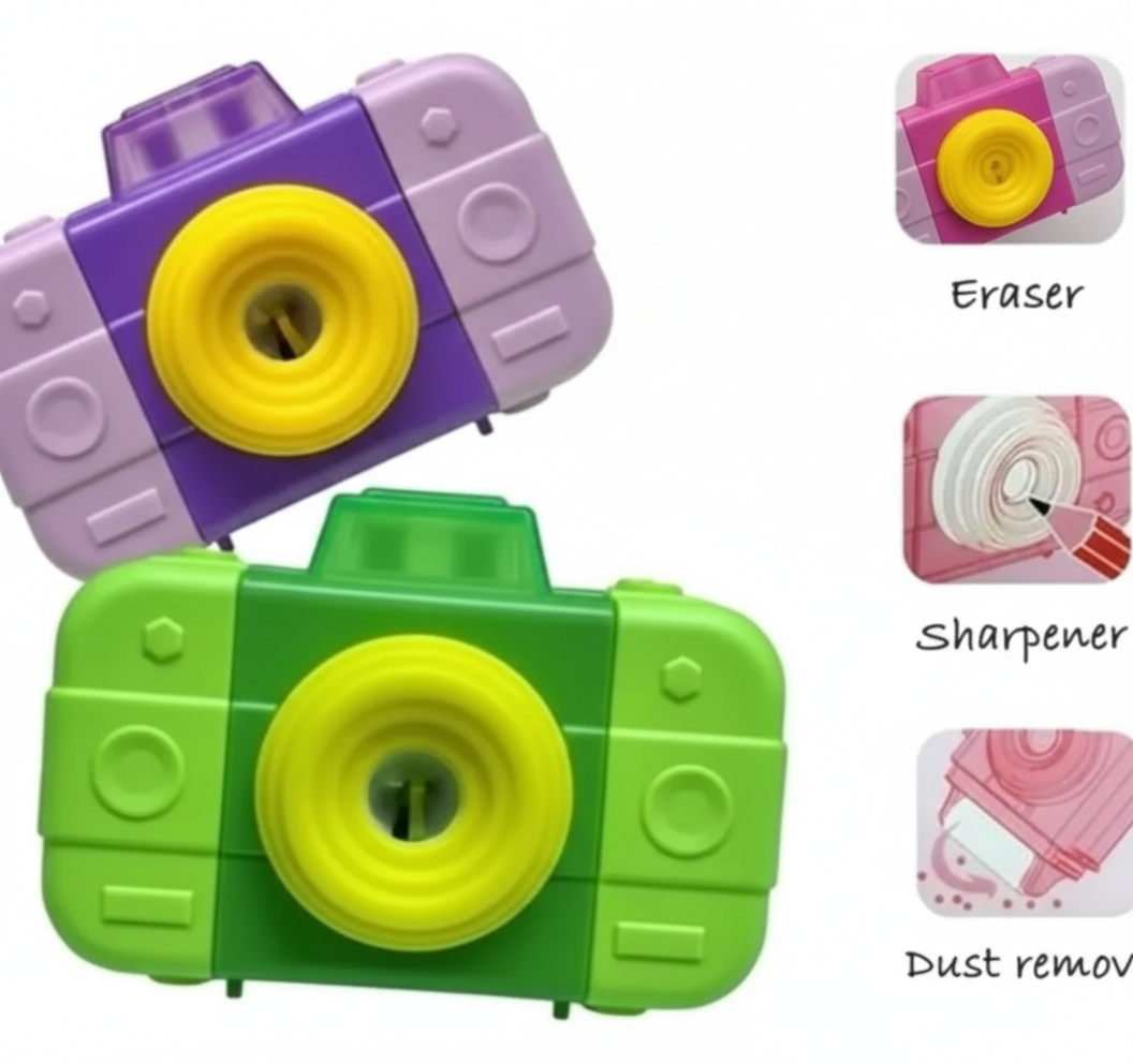 Yalong 3-in-1 Camera Sharpener with Eraser & Duster - Kinder Kreato
