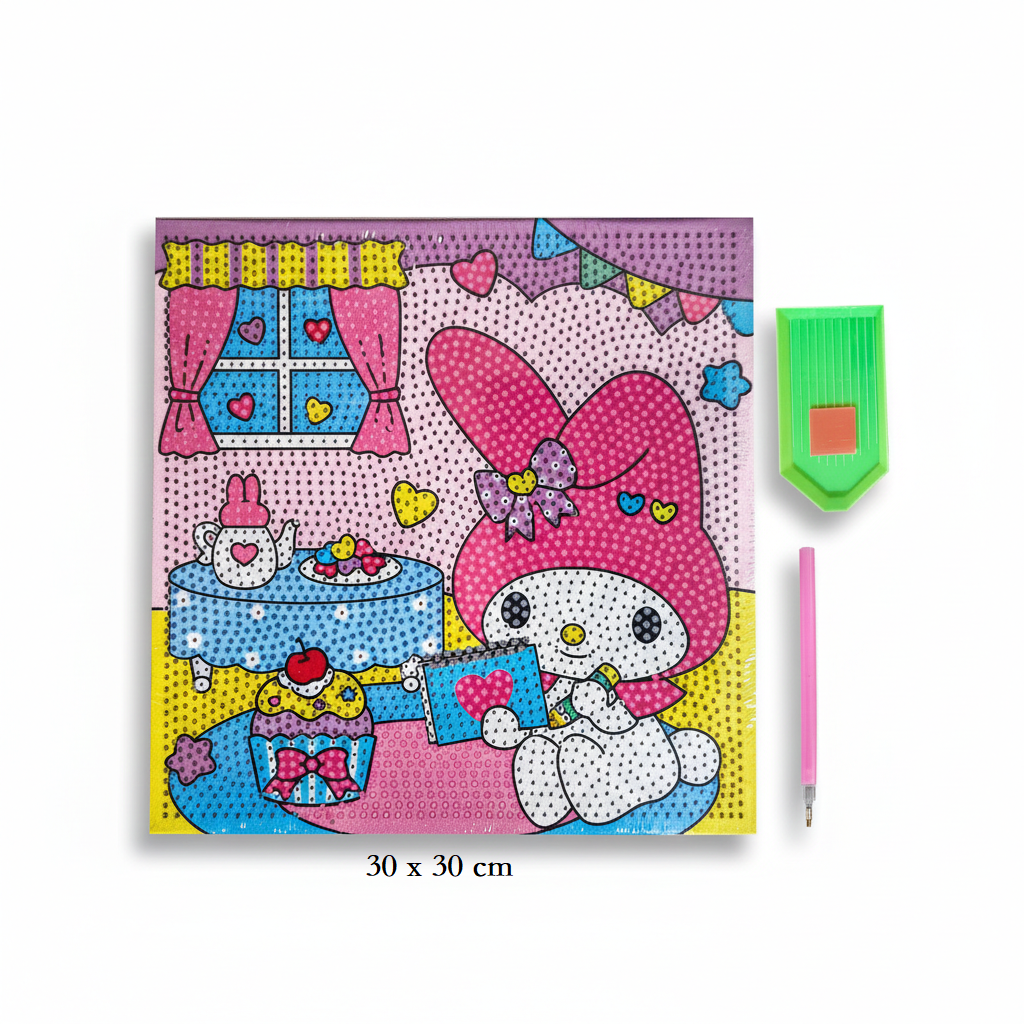 Diamond Painting Canvas Kit – 30×30 cm | Tea Party - Kinder Kreato