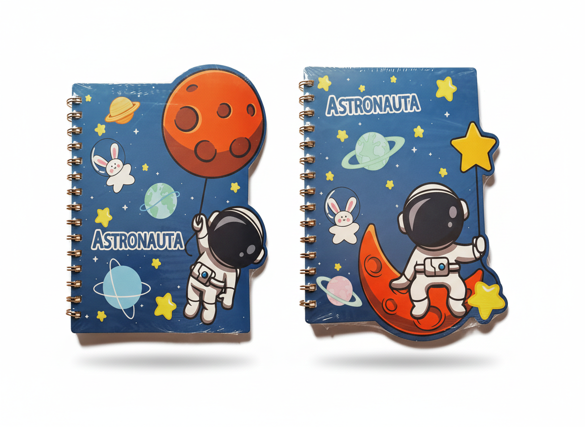 Astronaut Themed Spiral Bound Notebook - Kinder Kreato