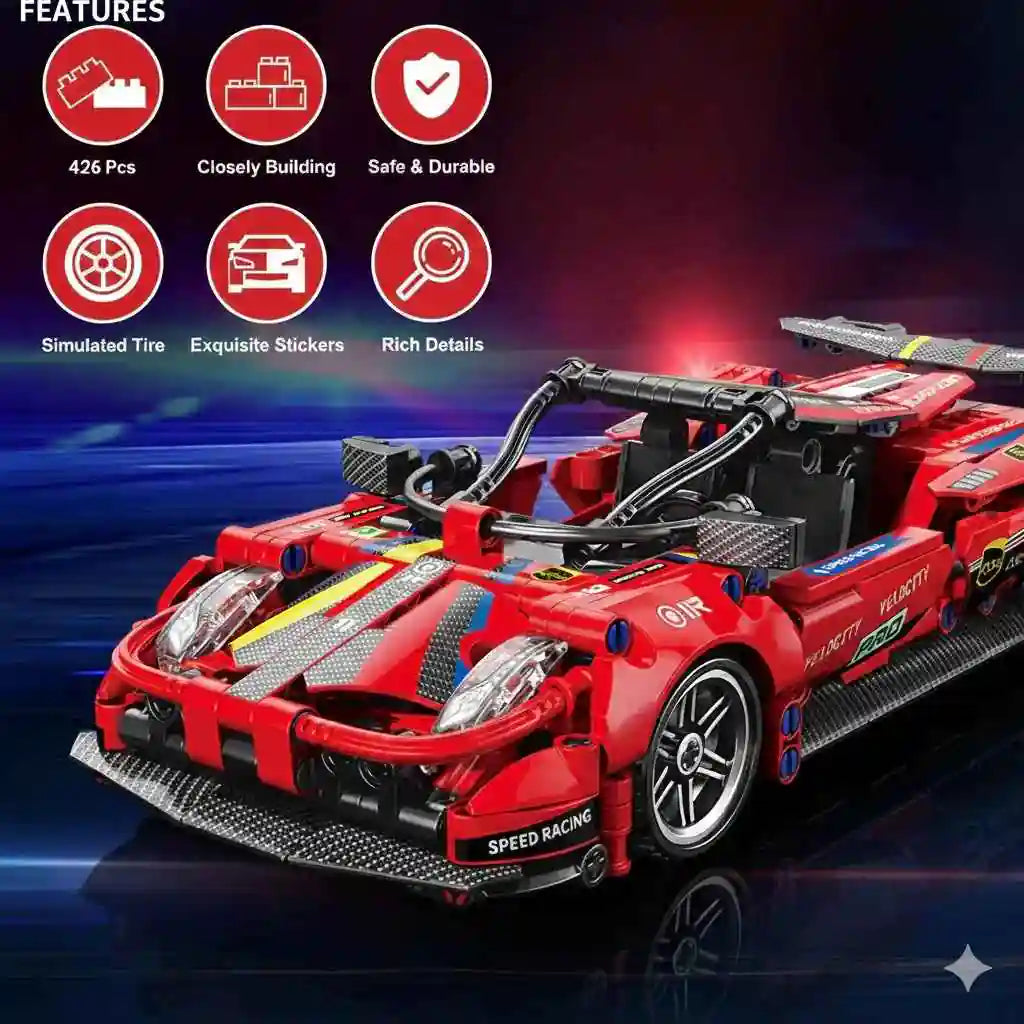 426 Pcs Building Blocks Sports Car Toy – 1:18 Scale Construction Blocks Set - Kinder Kreato