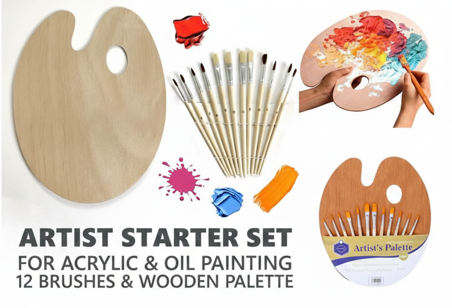 img Professional Artist Brush Set – 12 Paint Brushes with 1 Color Mixing Palette