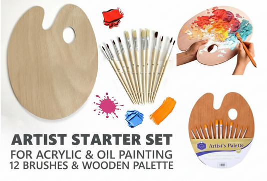 img Professional Artist Brush Set – 12 Paint Brushes with 1 Color Mixing Palette