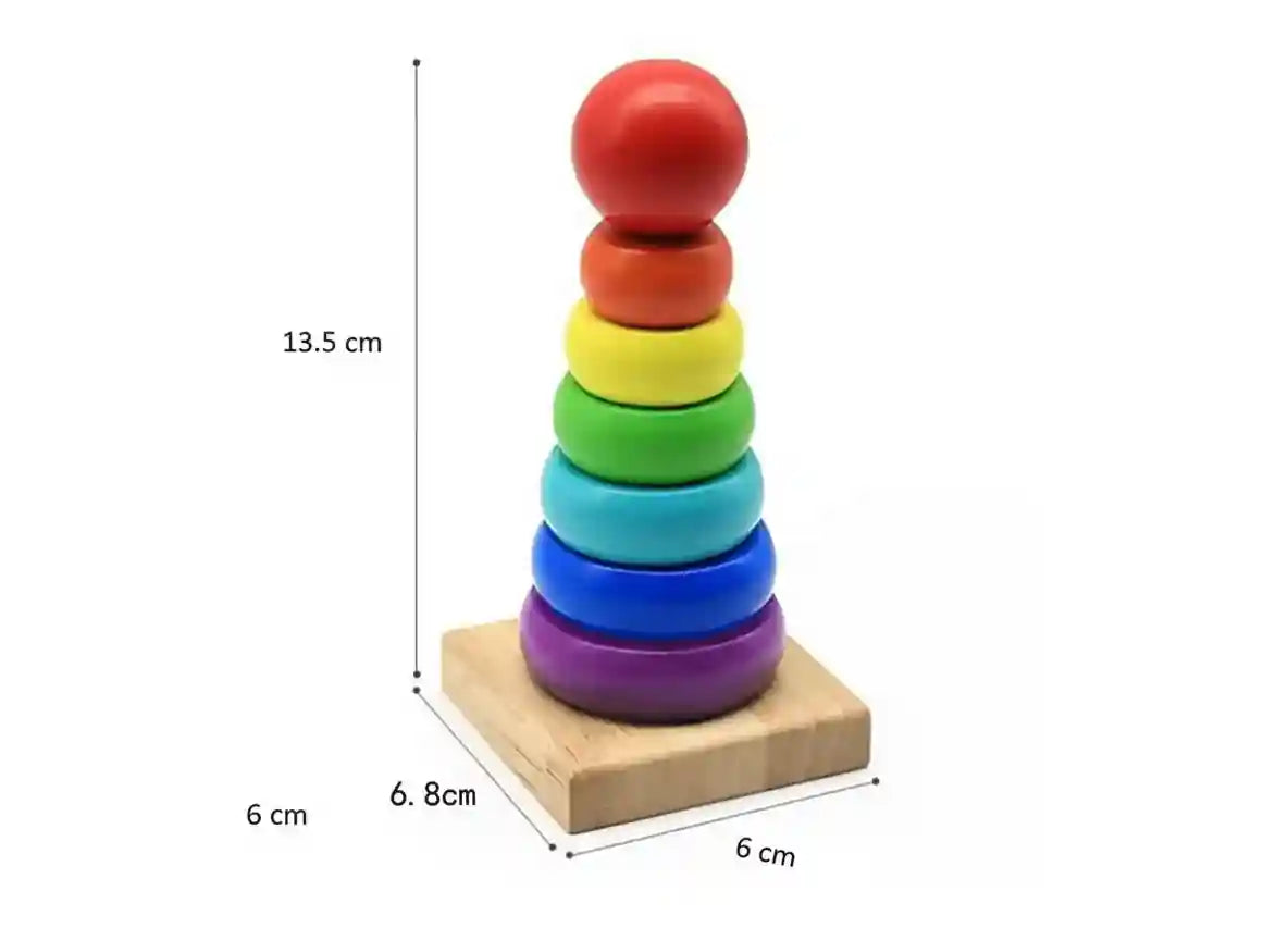 Wooden Rainbow Stacking Tower – 8 Stages - Kinder Kreato