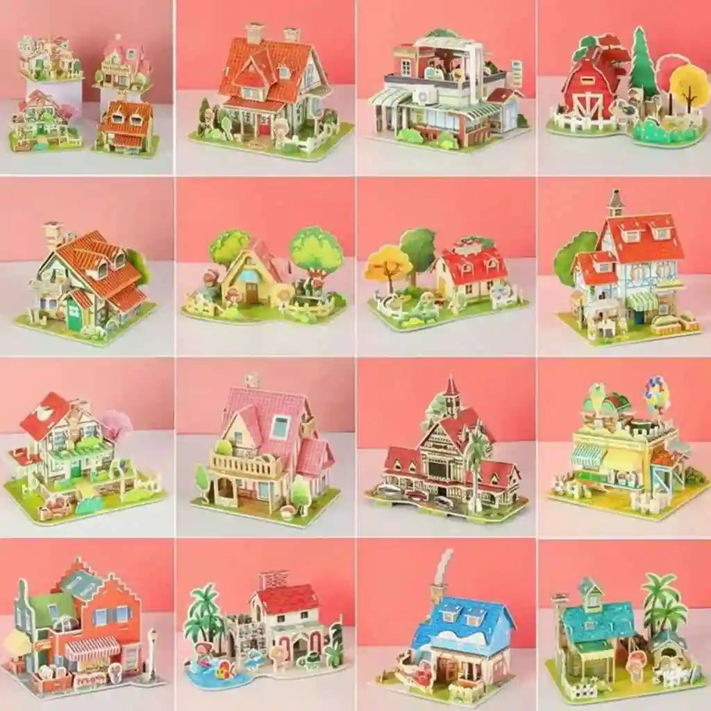 3D DIY Puzzle Model House – Paper Jigsaw Building Kit - Kinder Kreato