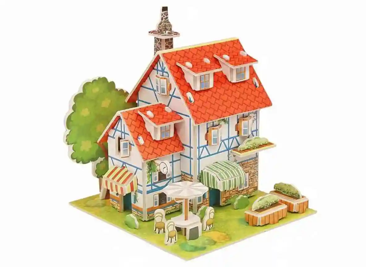 3D DIY Puzzle Model House – Paper Jigsaw Building Kit - Kinder Kreato