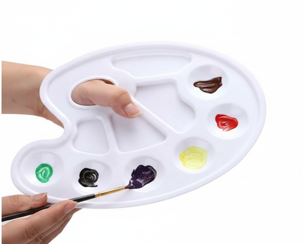 Plastic Color Mixing Tray – Medium Size Deluxe White Palette
