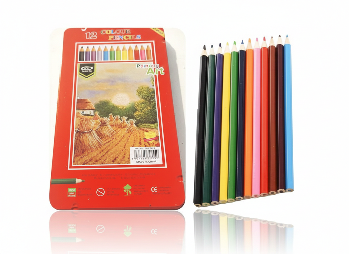 12-Piece Water-Soluble Colored Pencils Set – Professional Coloring Pencils in Metal Tin