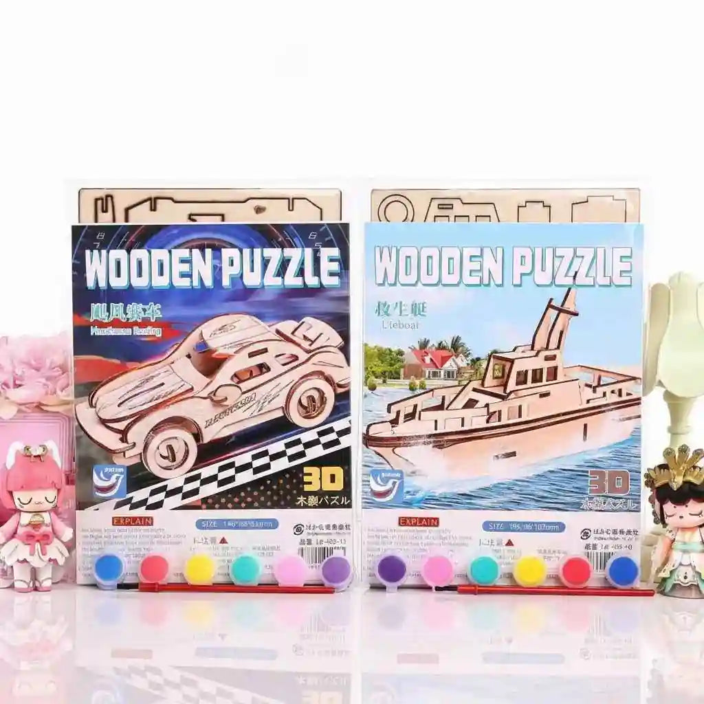 Wooden Puzzle Painting Kit for Kids – DIY Color & Learn Educational Puzzle Toy - Kinder Kreato