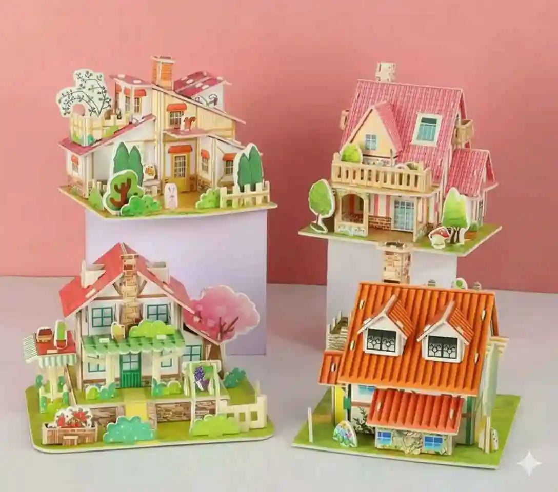 3D DIY Puzzle Model House – Paper Jigsaw Building Kit - Kinder Kreato