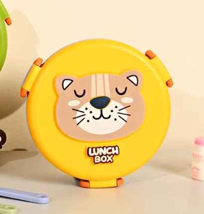Stainless Steel Double Layer Cute Animal Round Lunch Box