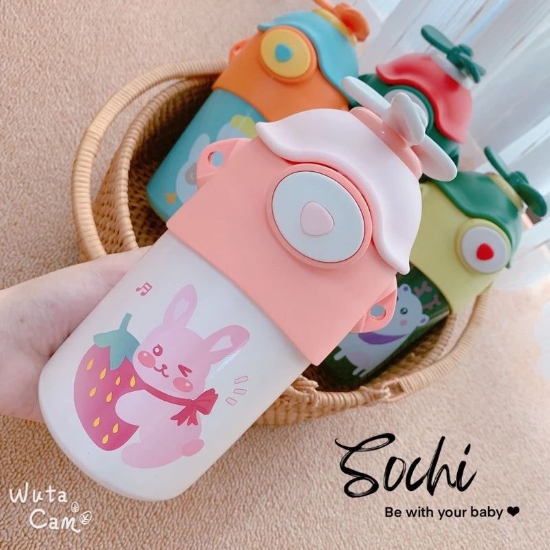 Helicopter-Style Stainless Steel Water Bottle – 500ml Kids Drink Bottle - Kinder Kreato