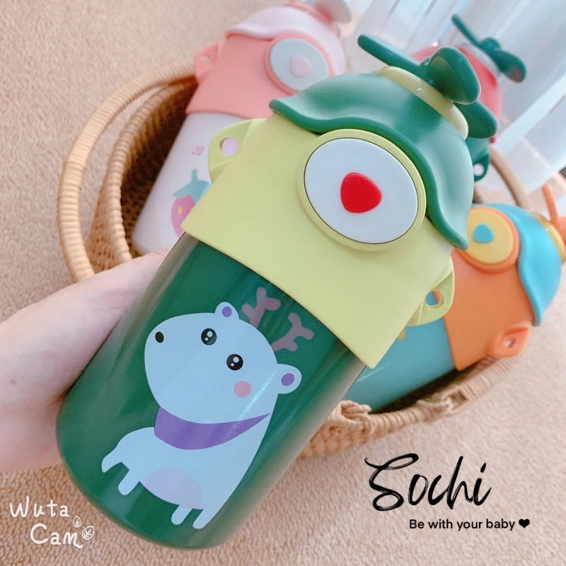 Helicopter-Style Stainless Steel Water Bottle – 500ml Kids Drink Bottle - Kinder Kreato