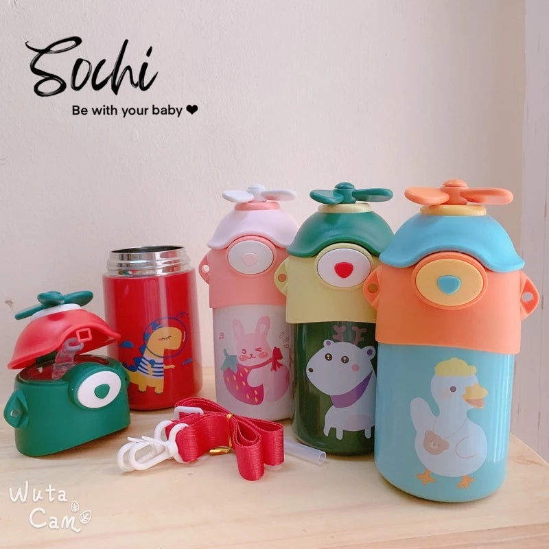 Helicopter-Style Stainless Steel Water Bottle – 500ml Kids Drink Bottle - Kinder Kreato