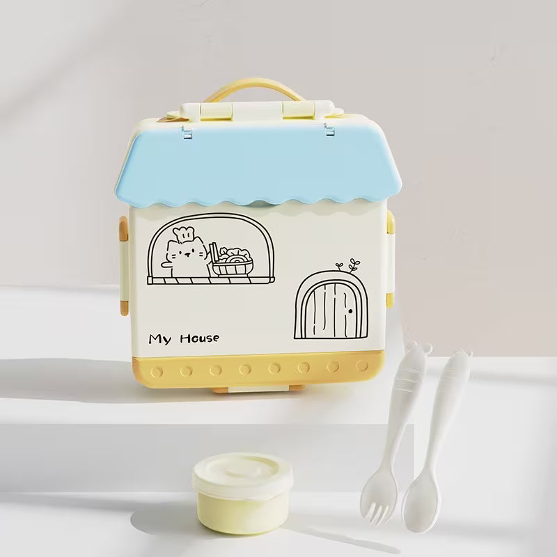 House-Shaped Lunch Box – 900ml Leakproof Microwave-BPA Free Lunch Box - Kinder Kreato