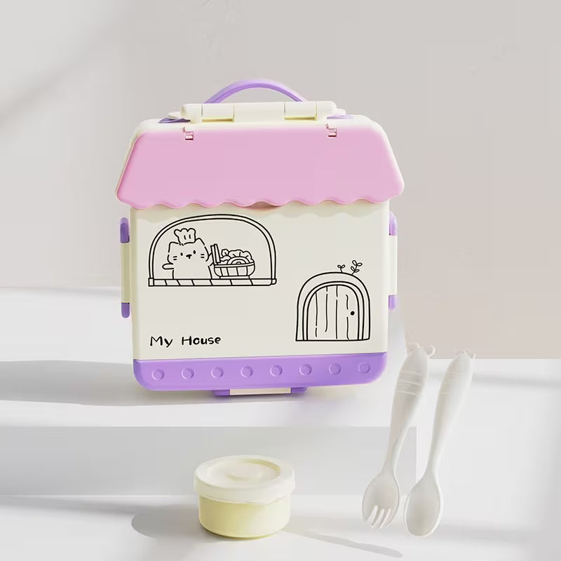 House-Shaped Lunch Box – 900ml Leakproof Microwave-BPA Free Lunch Box - Kinder Kreato