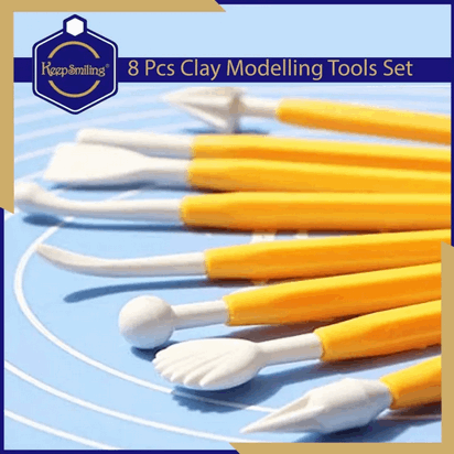 Keep Smiling 8pcs (Yellow) Clay Sculpting Tools - Kinder Kreato