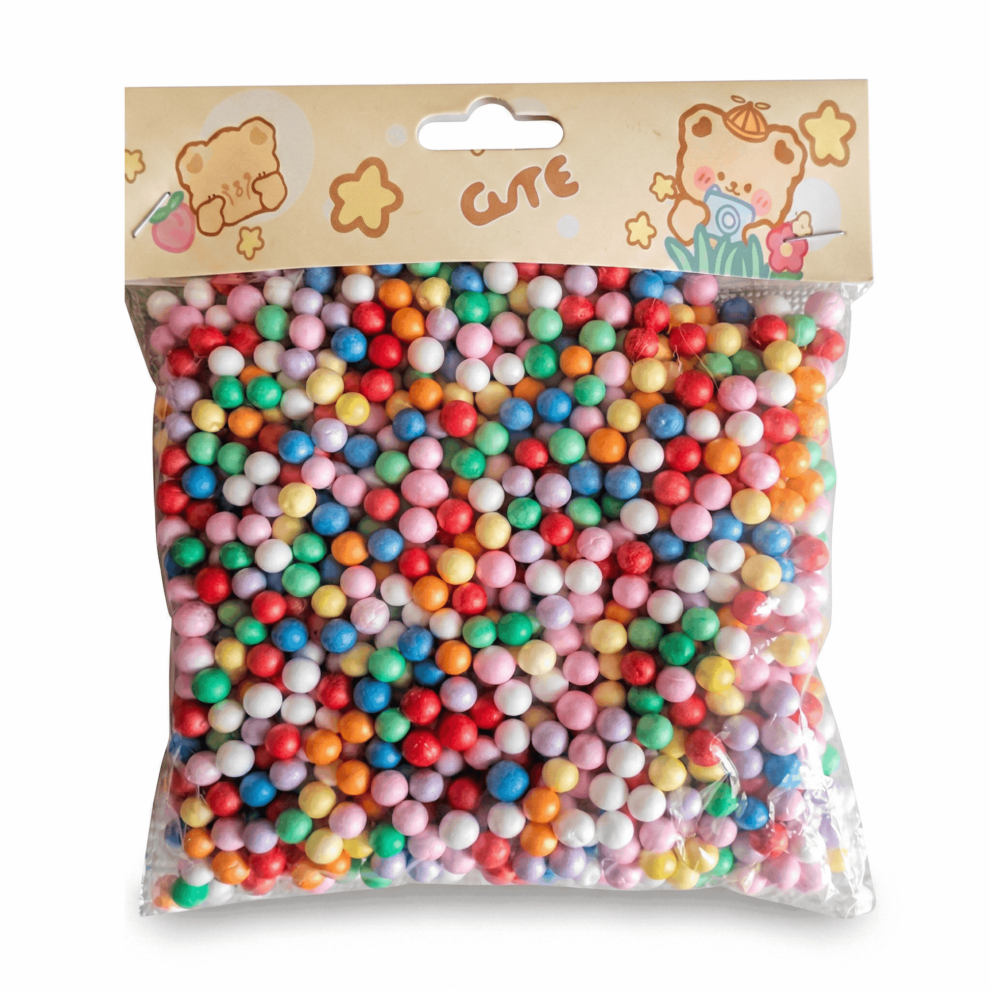 Multicolor Foam Balls Beads - Bright Colors - Kinder Kreato