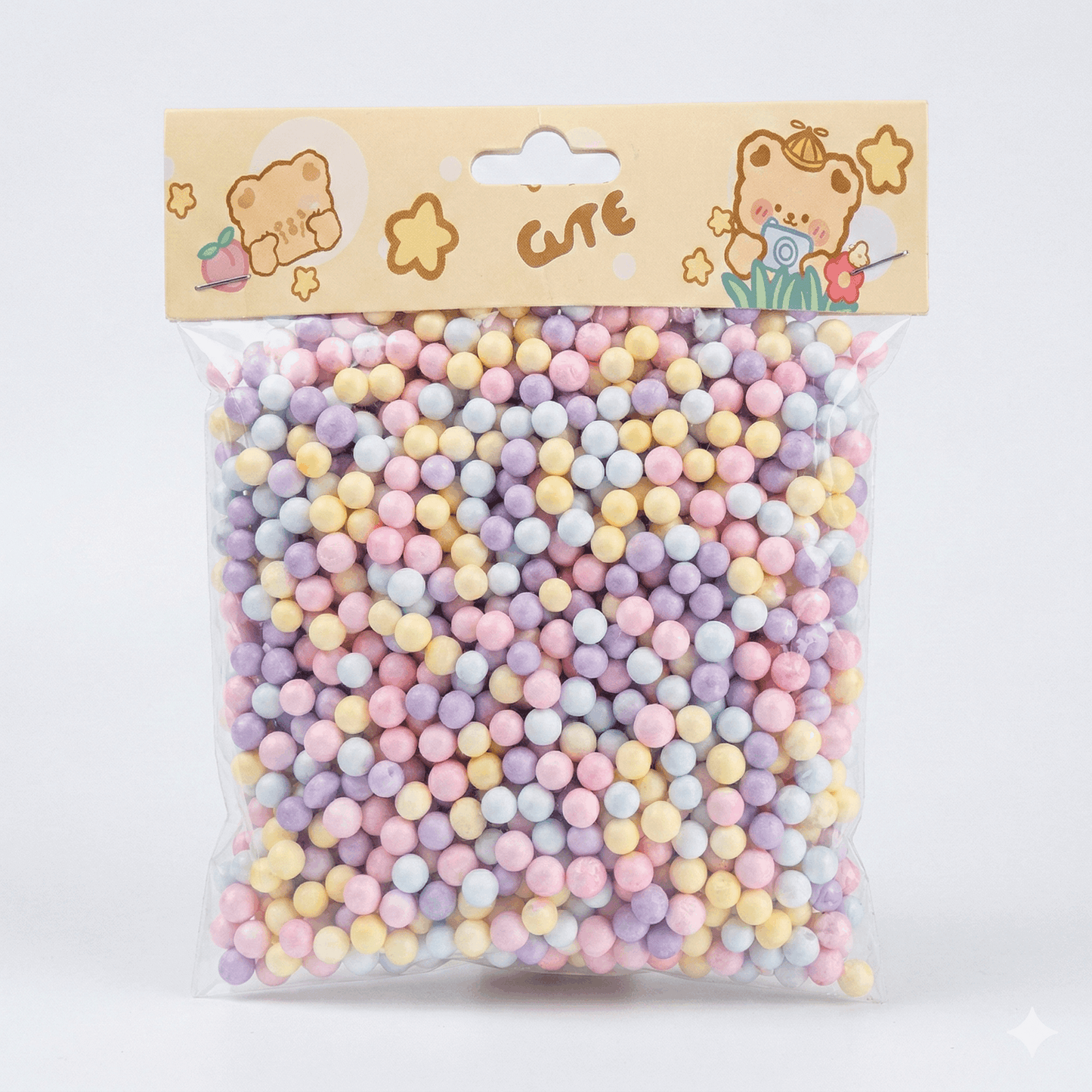 Multicolor Foam Balls Beads - Pastel Colors - Kinder Kreato