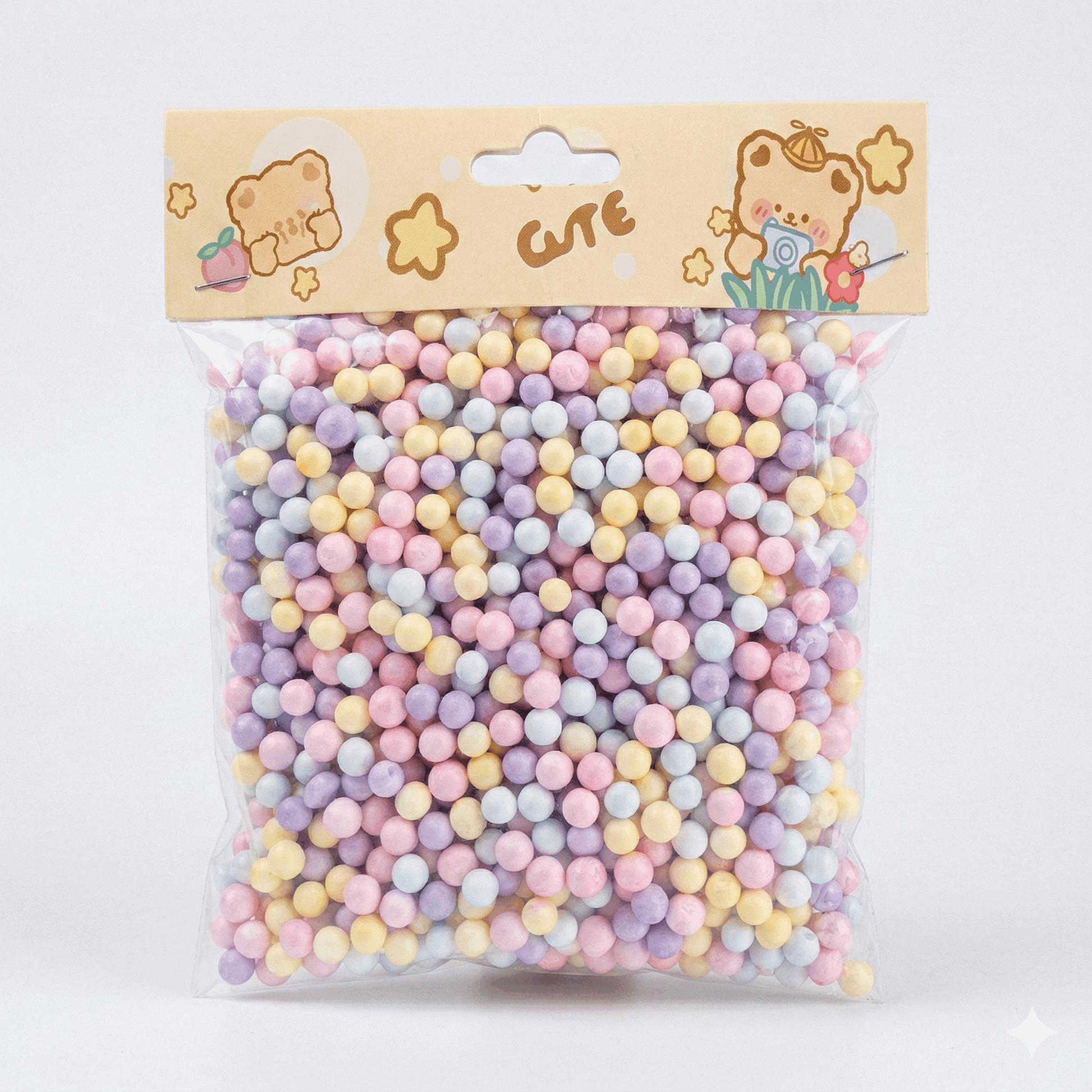 Multicolor Foam Balls Beads - Pastel Colors - Kinder Kreato