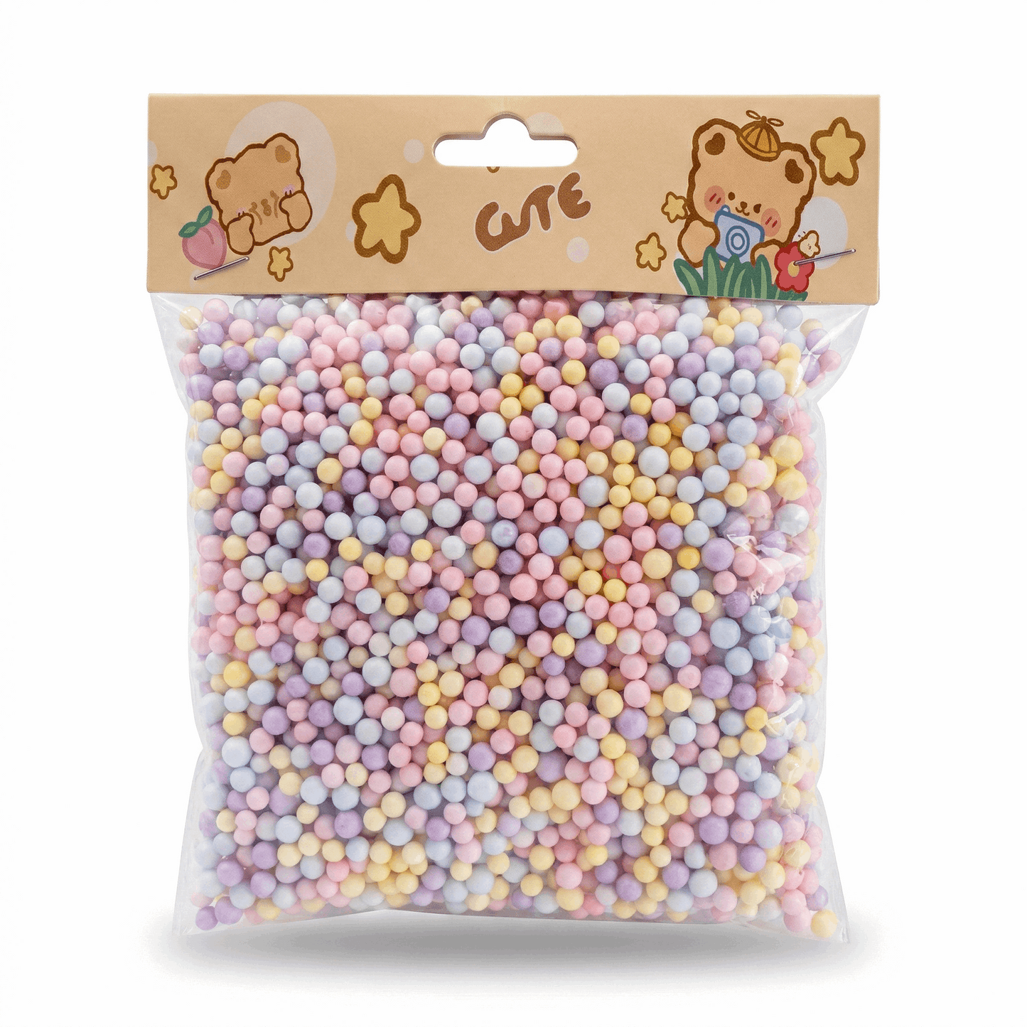 Multicolor Foam Balls Beads - Pastel Colors - Kinder Kreato
