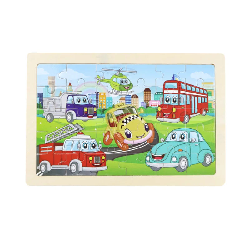 Transport Wooden A5 Jigsaw Puzzle Set for Kids - Kinder Kreato